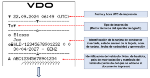 datos técnicos del tacógrafo