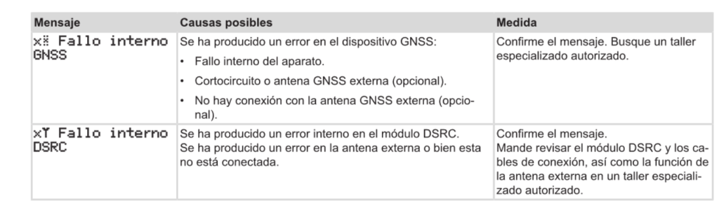 Mensajes tacografo en pantalla 3
