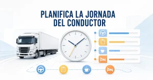 Planificación de la jornada laboral de un conductor con bloques de conducción, trabajo, pausa y descanso