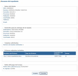 pantalla resumen renovar tarjeta conductor