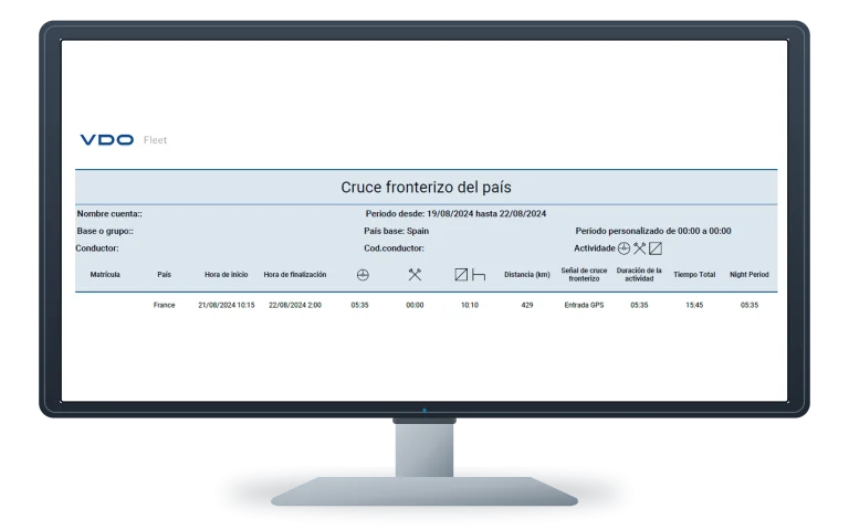 Informe real de cruces fronterizos en un monitor